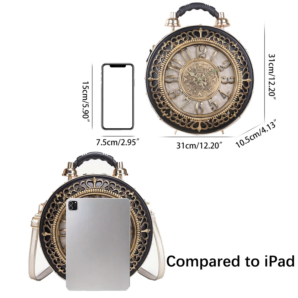 Steampunk Clock Crossbody Purse – Retro Vintage Shoulder Bag