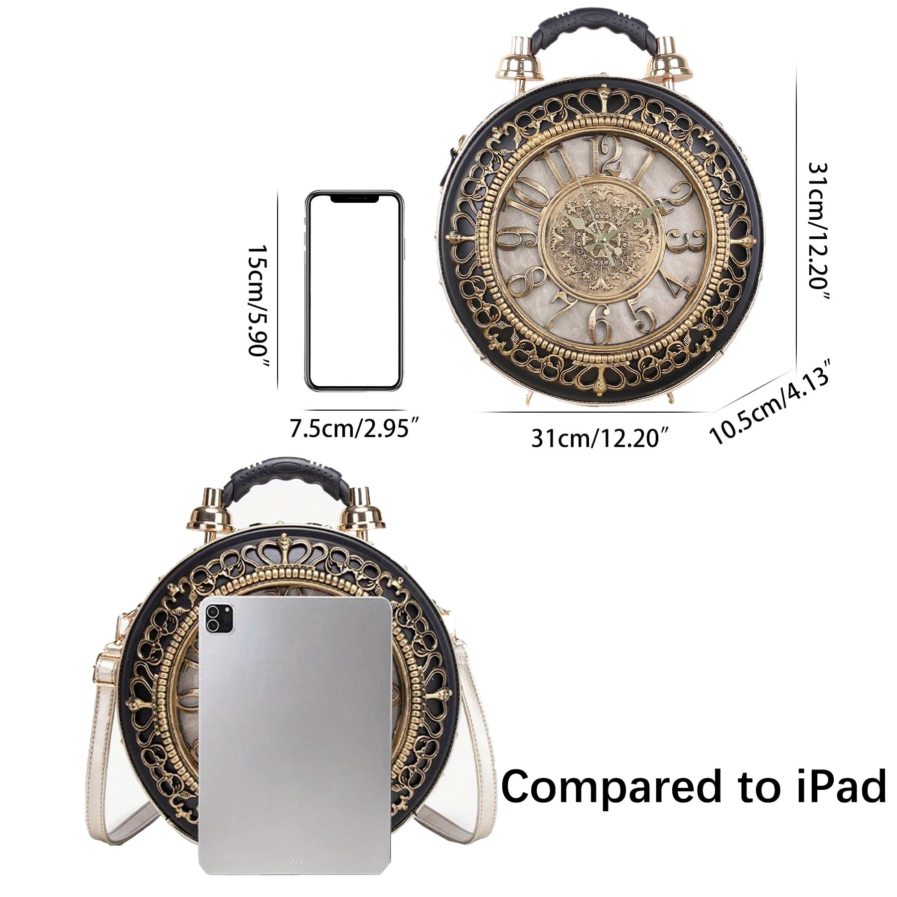 Steampunk Clock Crossbody Purse – Retro Vintage Shoulder Bag