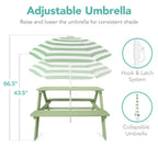 🔥🛟Outdoor essentials🌲Kids Outdoor Picnic Table with Umbrella – Wooden Activity Table, 220 lb Capacity