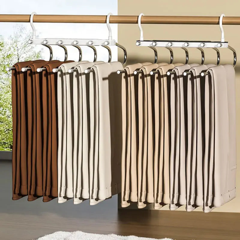 6 Layer Pants Hanger Space Saving Closet Organizer with 50mm Wide Spacing