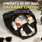 Keychain Foldable Tote Bag – Nylon &Leather, Expandable Design 👜🔑
