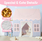 Beige Kids Play Tent with Star Lights &Mat – 47″ Playhouse 🎪🌟