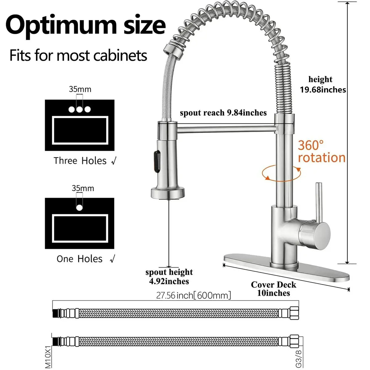 Brushed Nickel Pull-Down Kitchen Faucet – Single Handle, Compact Design