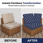 Stretch Patio Cushion Covers – Navy Trellis, Splash-Resistant 🛋️🌊
