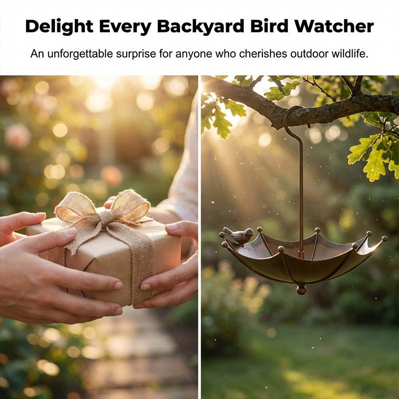Umbrella Bird Feeder &Bath – Dual-Use Vintage Metal Design 🐦🌂
