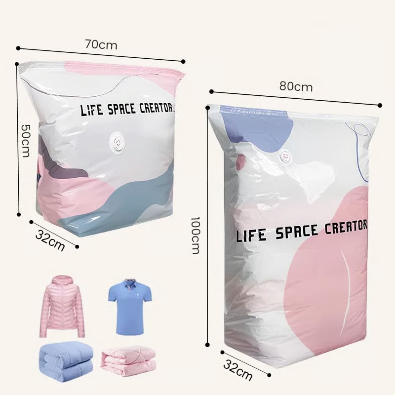 No‑Pump Vacuum Storage Bags – 3‑Second Compression, 80% Space Saved 🧳💨
