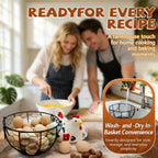 Ceramic Egg Basket with Chicken Lid – Holds 20-25 Eggs, Farmhouse Kitchen Countertop Storage