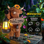 Highland Cow Garden Lantern Statue – Solar-Powered Farmhouse Welcome 🐄🏡