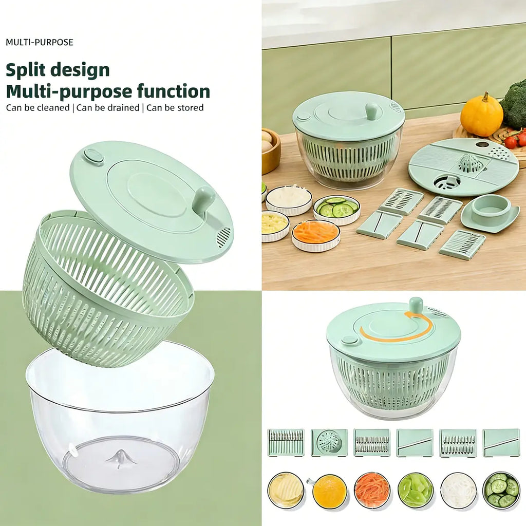 Salad Spinner & Chopper – Wash, Spin, Slice &Serve in One Bowl 🥗✨