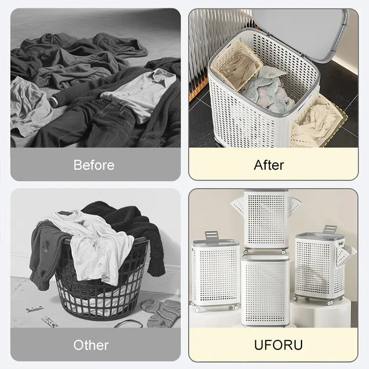 Laundry Basket with Wheels & Lid – Ventilated, Odor-Resistant, Portable Storage