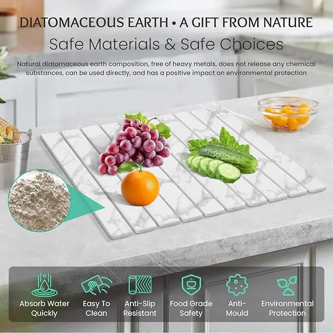 24x16" Diatomite Dish Drying Mat – Super Absorbent, Heat Resistant, Eco-Friendly
