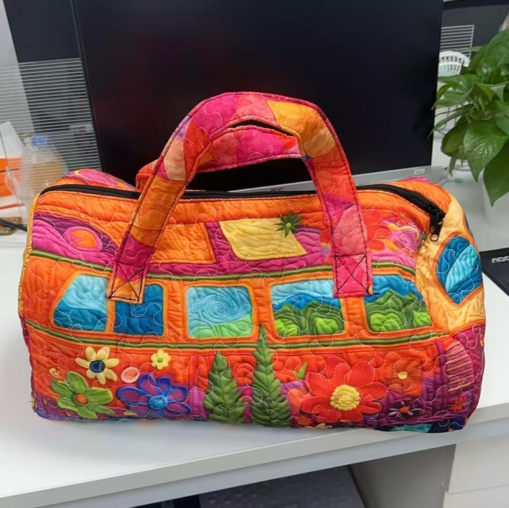 Unisex Boho Quilted Weekender Travel Bag, Lightweight & Comfortable, Hippie Design