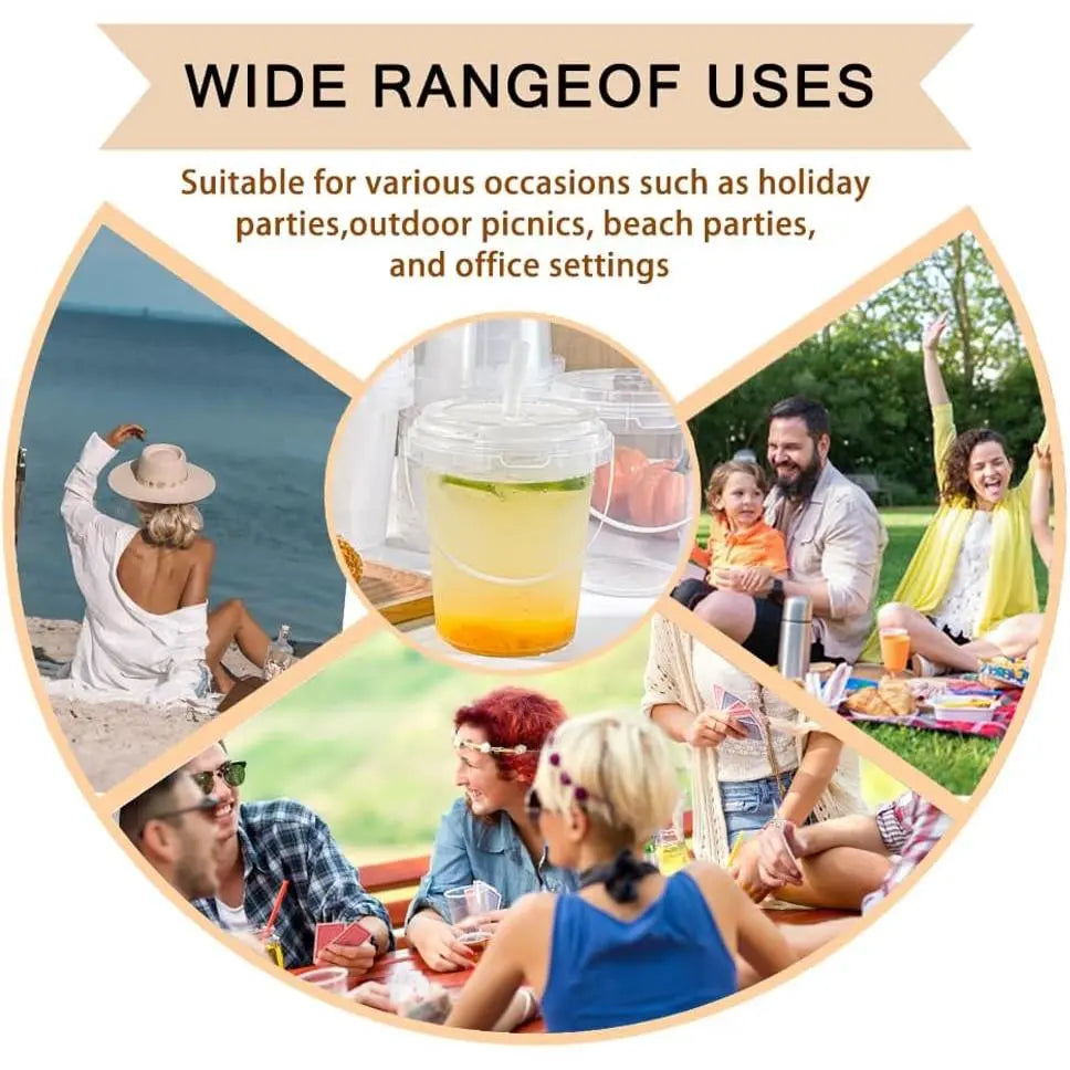 Clear Plastic Cups with Lids & Straws – Sturdy, Reusable & Leak-Proof