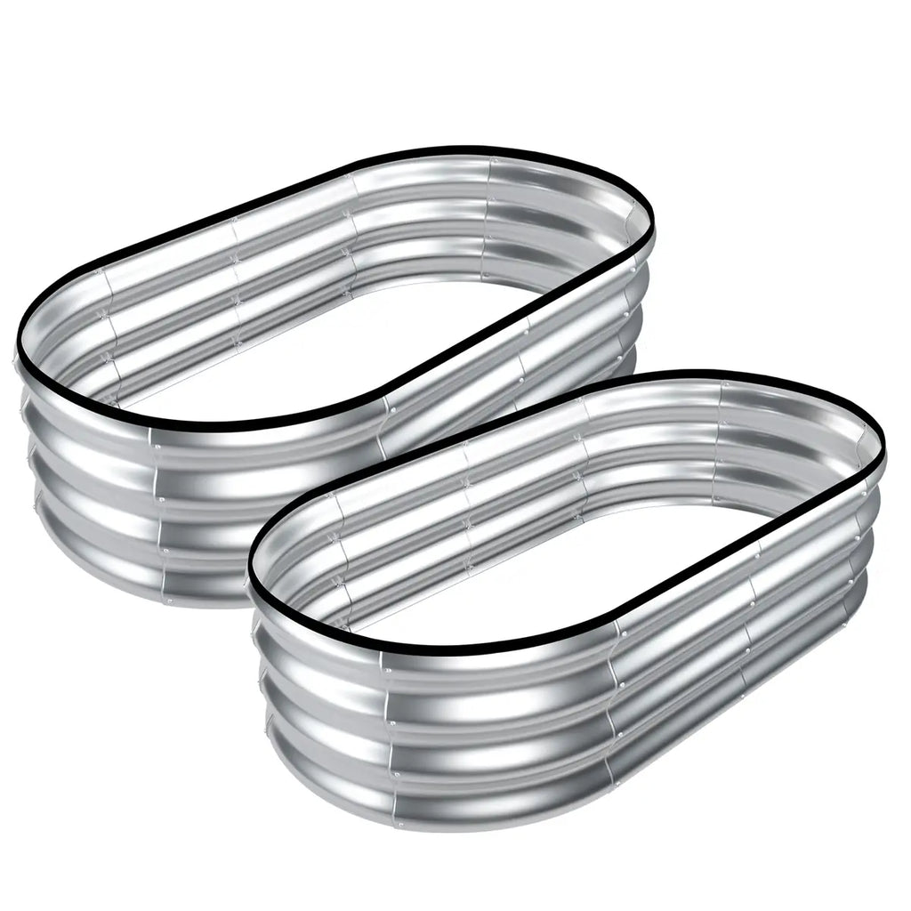 🍅Limited-time Summer Special Offer🍆2-Pack 12" Tall 4x2 ft Metal Raised Garden Beds – Oval Planter Box for Vegetables & Flowers