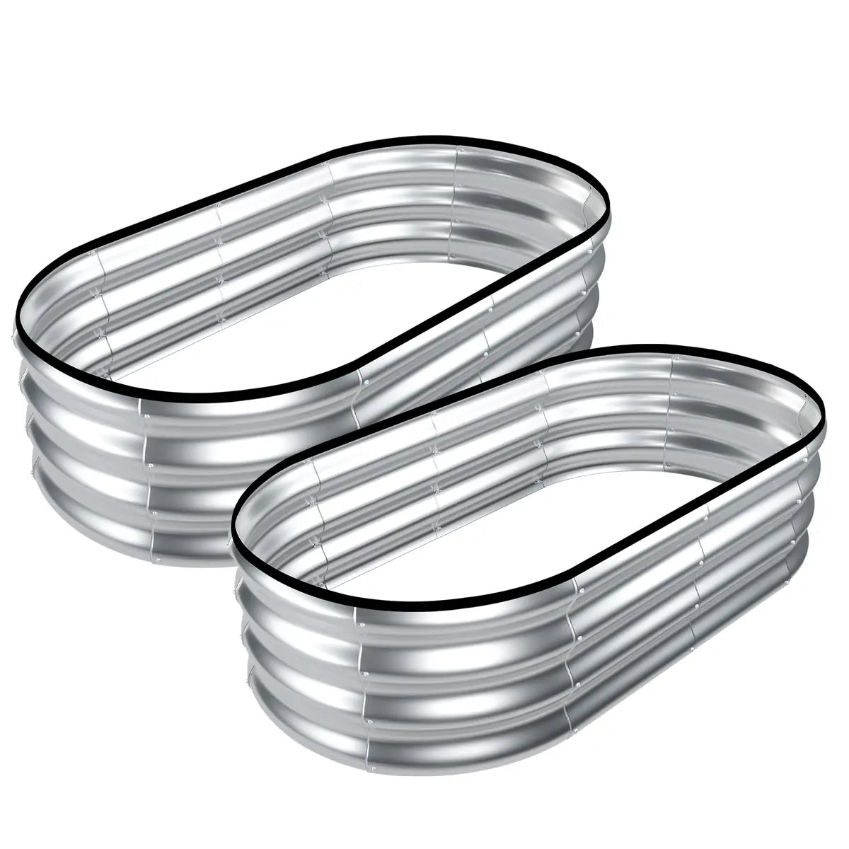 🍅Limited-time Summer Special Offer🍆2-Pack 12" Tall 4x2 ft Metal Raised Garden Beds – Oval Planter Box for Vegetables & Flowers