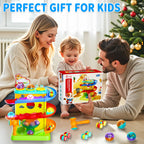 👧🌺Children's Day gift🔥2-in-1 Rolling Ball & Car Ramp Toy – Montessori Learning Game with Hammer & Lights
