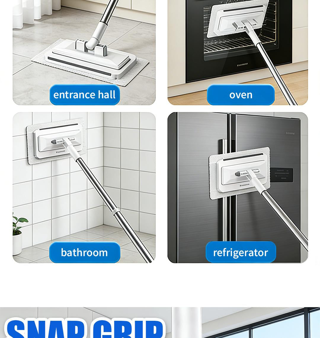 Disposable Mop, Hands-Free Floor Mop with Clamp, Dry Wet Use Dust Mop for Hardwood & Tile