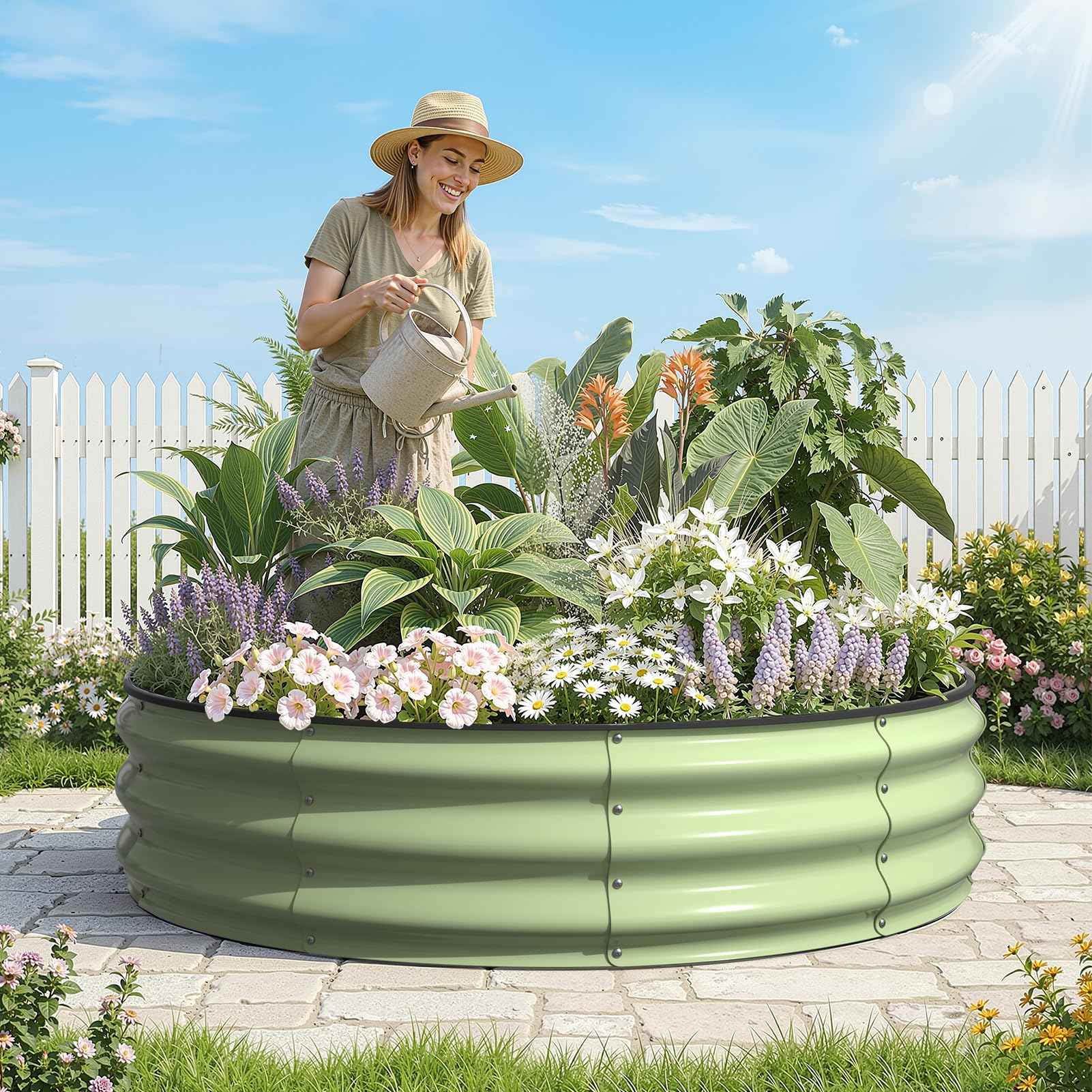 Galvanized Raised Garden Bed – Round Metal Planter Box for Vegetables, Flowers & Fruits