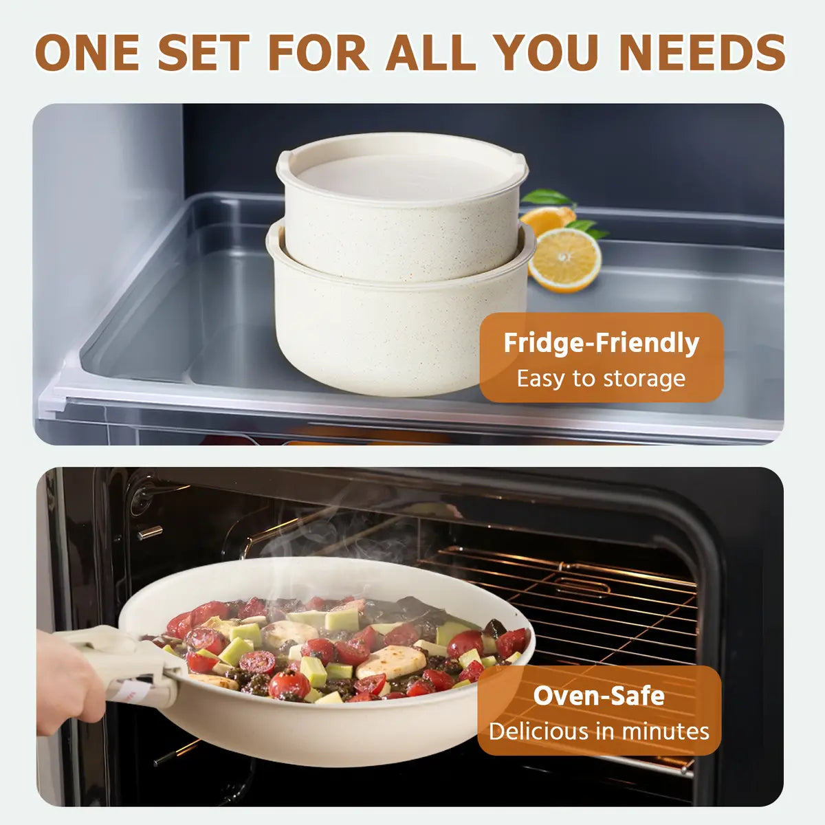 Summer Deal: 12-Piece Nonstick Pots & Pans Set with Detachable Handle - Induction, Oven & Dishwasher Safe