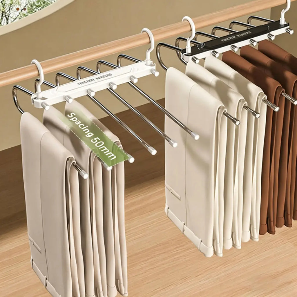 6 Layer Pants Hanger Space Saving Closet Organizer with 50mm Wide Spacing