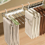 6 Layer Pants Hanger Space Saving Closet Organizer with 50mm Wide Spacing
