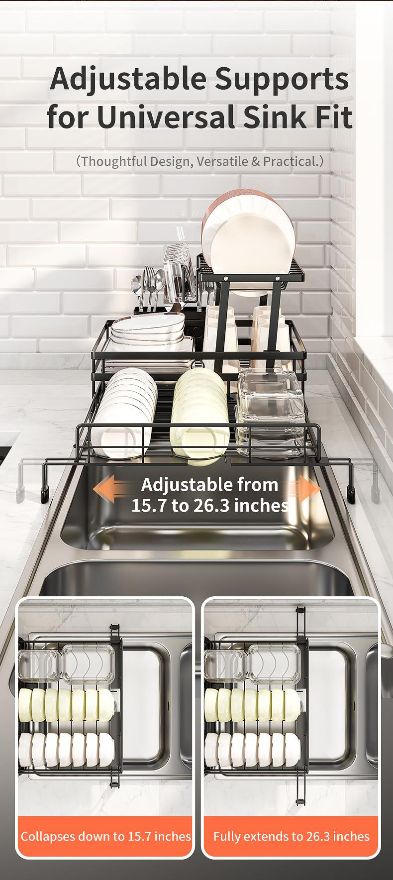 Foldable Dish Drying Rack with Pull‑Out Tray 🍽️🔄