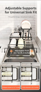 Foldable Dish Drying Rack with Pull‑Out Tray 🍽️🔄