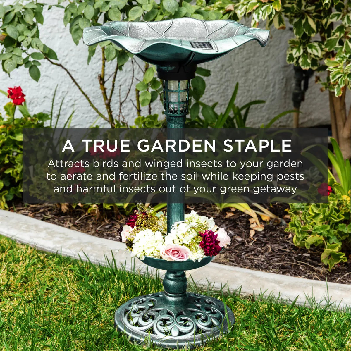 Solar Bird Bath with Planter – Glows at Night, Blooms by Day 🌙🌸