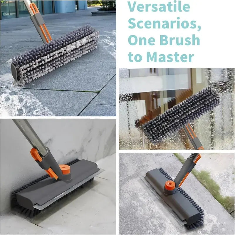 3-in-1 Heavy-Duty Floor Scrub Brush with Long Handle – for Shower, Pool, Deck, Patio & Kitchen