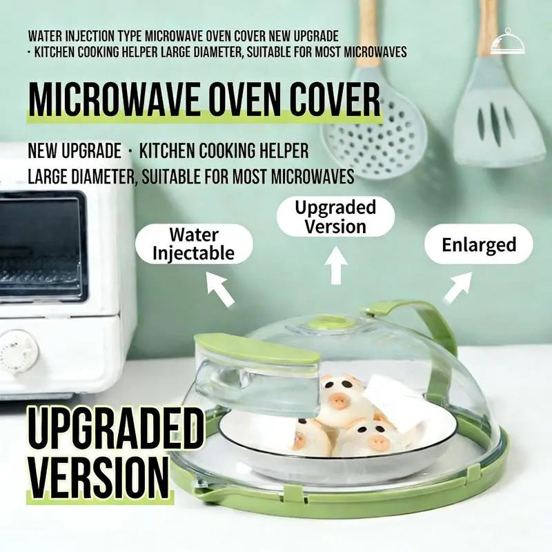 Microwave Splatter Cover with Steamer – Upgraded Steam & Splash Guard, Integrated Handle