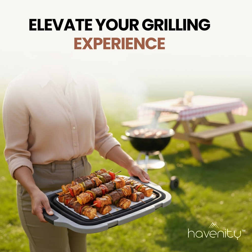 Collapsible BBQ Prep Tub with Cutting Board Lid – Foldable &Portable 🍖🧊