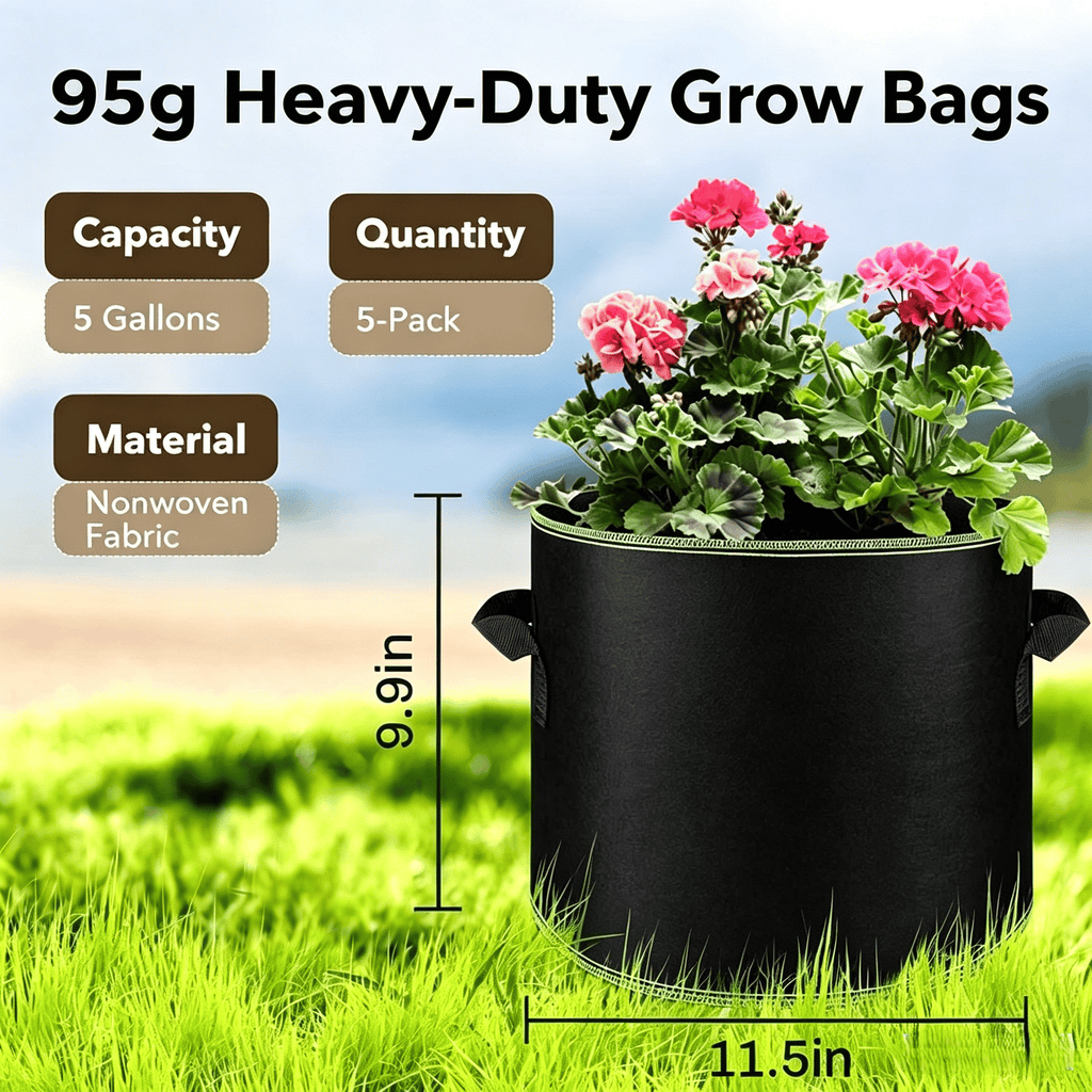 Heavy-Duty Fabric Grow Bag – Breathable & Portable with Handles 🌱