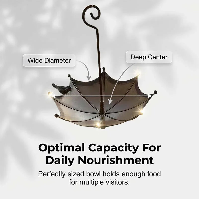 Umbrella Bird Feeder &Bath – Dual-Use Vintage Metal Design 🐦🌂