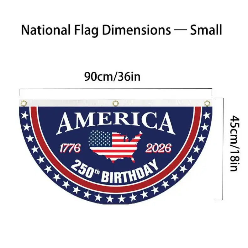 🇺🇸 America 250th Birthday Semicircular Flag Banner | Patriotic Bunting