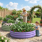Galvanized Raised Garden Bed – Round Metal Planter Box for Vegetables, Flowers & Fruits
