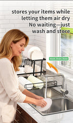 Foldable Dish Drying Rack with Pull‑Out Tray 🍽️🔄