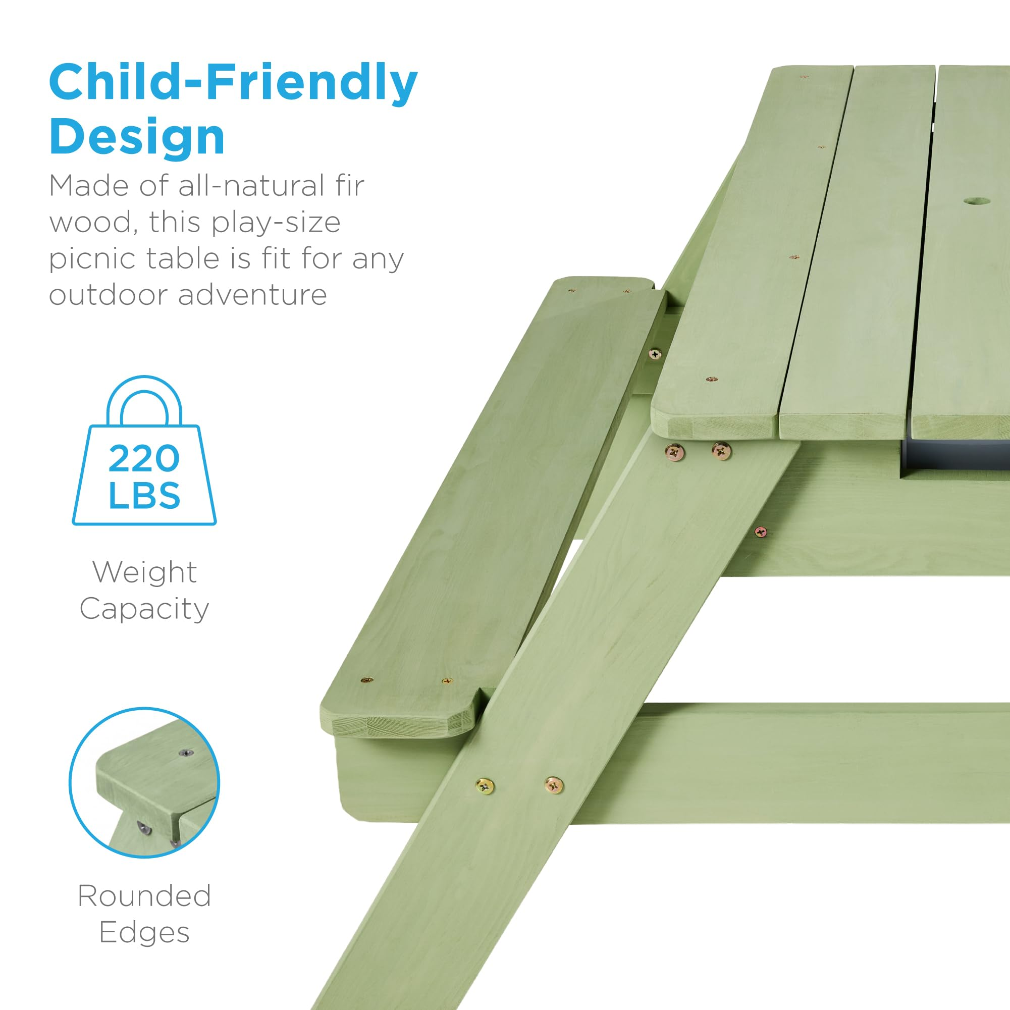 👶Children's Day gift👧Kids 3-in-1 Sand & Water Activity Table with Umbrella – Outdoor Convertible Picnic Table