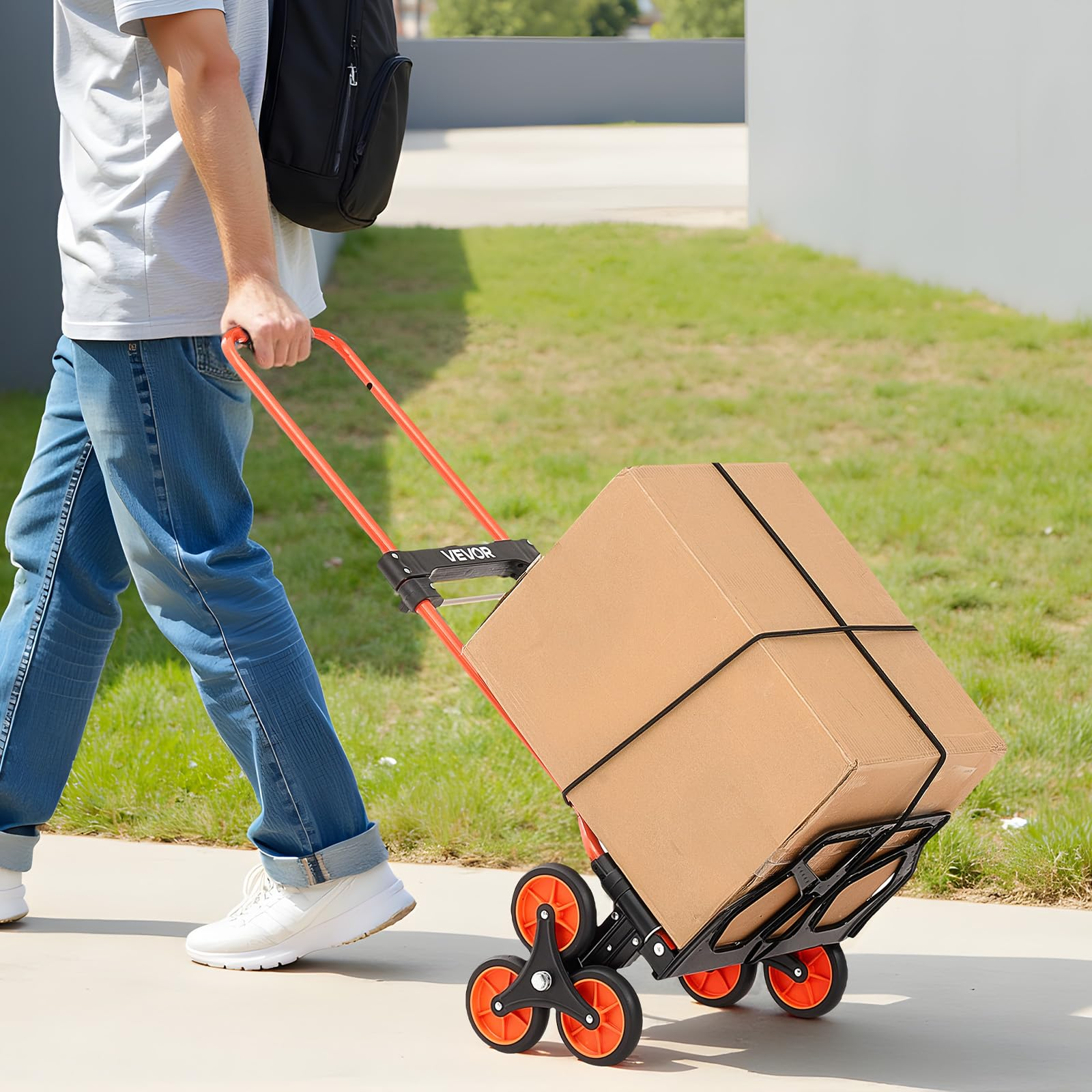 Stair Climbing Cart – 260 lb Capacity, Foldable with Telescoping Handle & 6 Mute Wheels