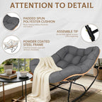 Oversized Wicker Papasan Rocking Chair with Cushion – 450 lb Capacity, Indoor/Outdoor Lounge Chair