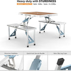 4ft Folding Camping Table Set with 4 Seats – Lightweight Portable Picnic & RV Table with Umbrella Hole, 220lb Support