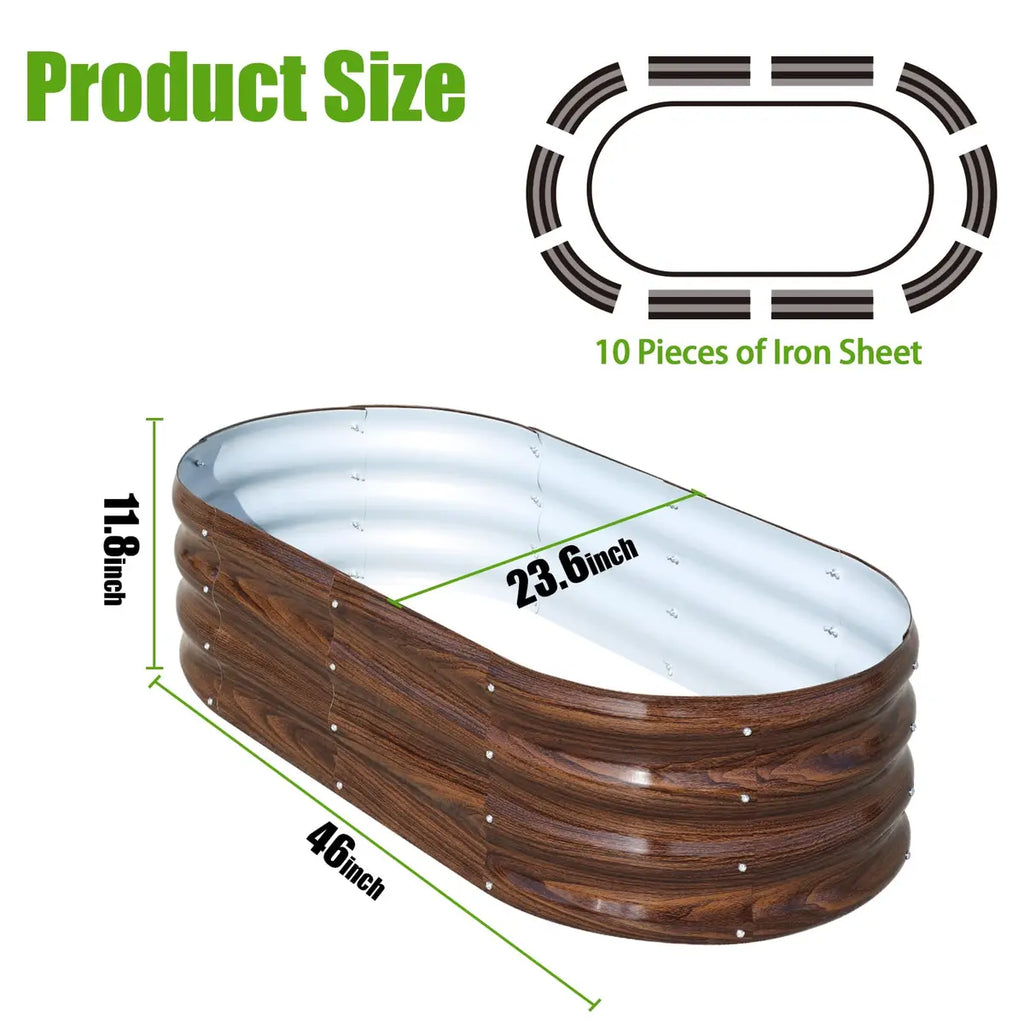 🍅Limited-time Summer Special Offer🍆2-Pack 12" Tall 4x2 ft Metal Raised Garden Beds – Oval Planter Box for Vegetables & Flowers