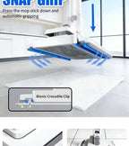 Disposable Mop, Hands-Free Floor Mop with Clamp, Dry Wet Use Dust Mop for Hardwood & Tile