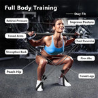 🧘‍♂️💪Adjustable Pilates Bar Kit with Resistance Bands – Full Body Home Workout Equipment