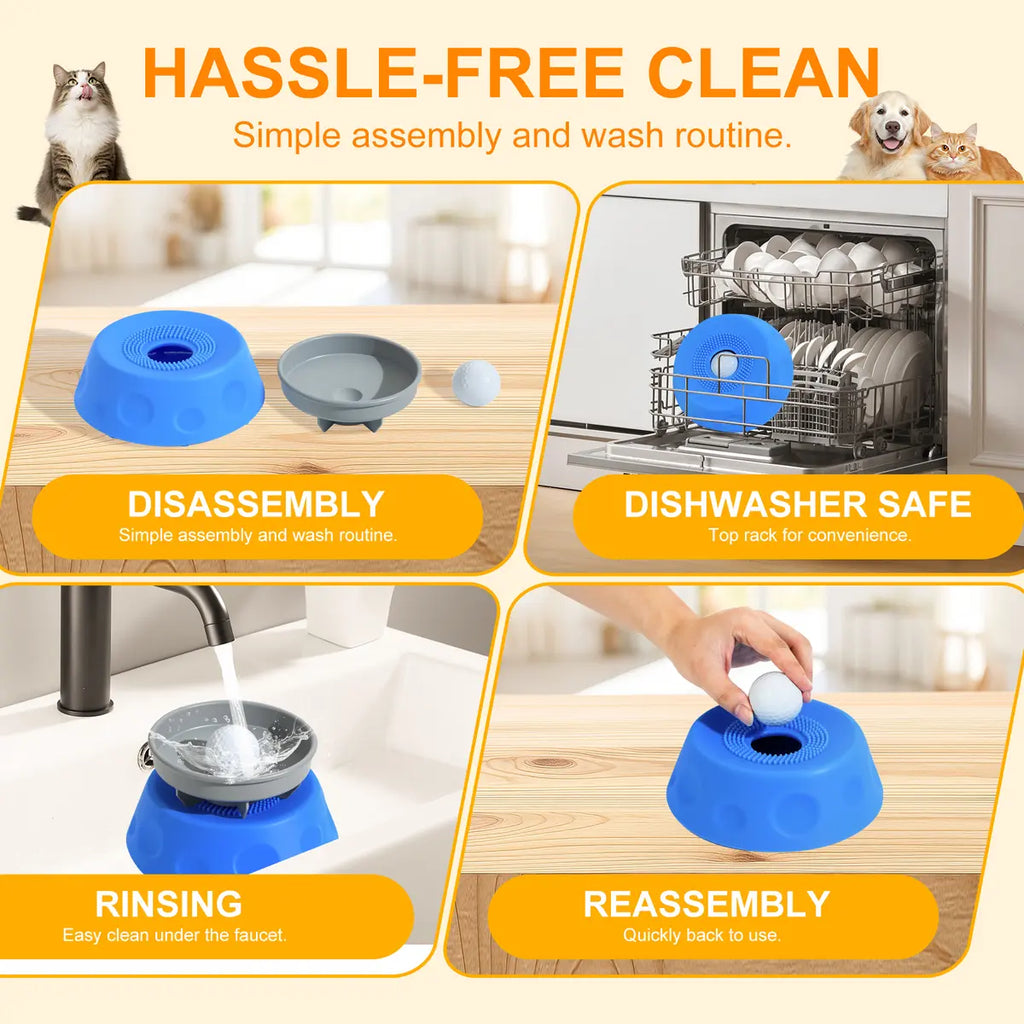 🐕Essential for pet ownership🐕3-in-1 Suction Slow Feeder Dog Bowl, No-Spill Licking Mat with Built-in Treat Ball & Cleaning Brush