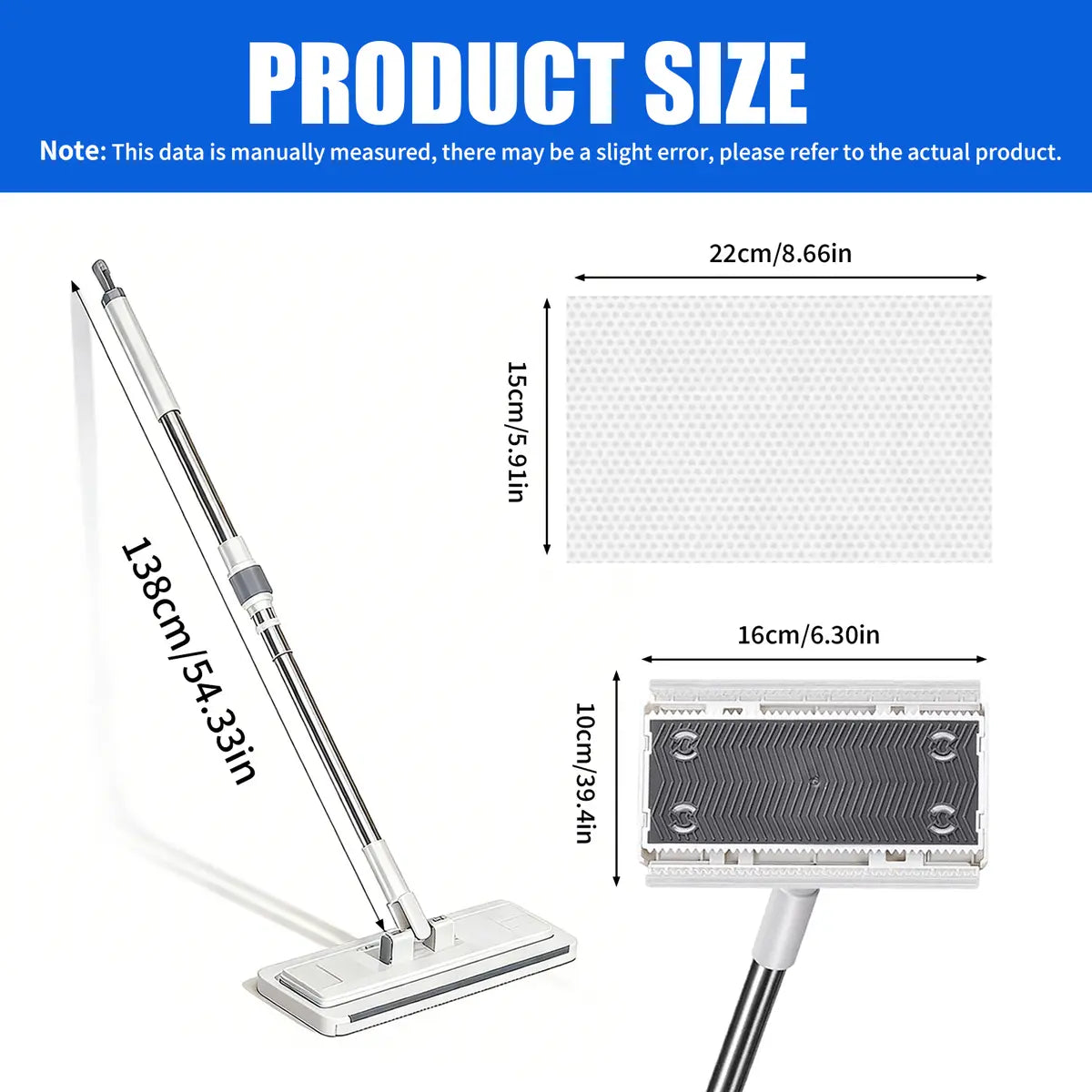 Disposable Mop, Hands-Free Floor Mop with Clamp, Dry Wet Use Dust Mop for Hardwood & Tile