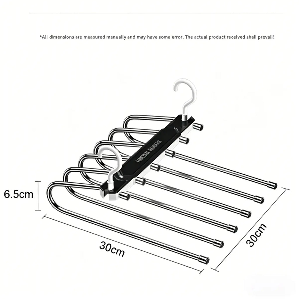 6 Layer Pants Hanger Space Saving Closet Organizer with 50mm Wide Spacing