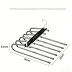 6 Layer Pants Hanger Space Saving Closet Organizer with 50mm Wide Spacing