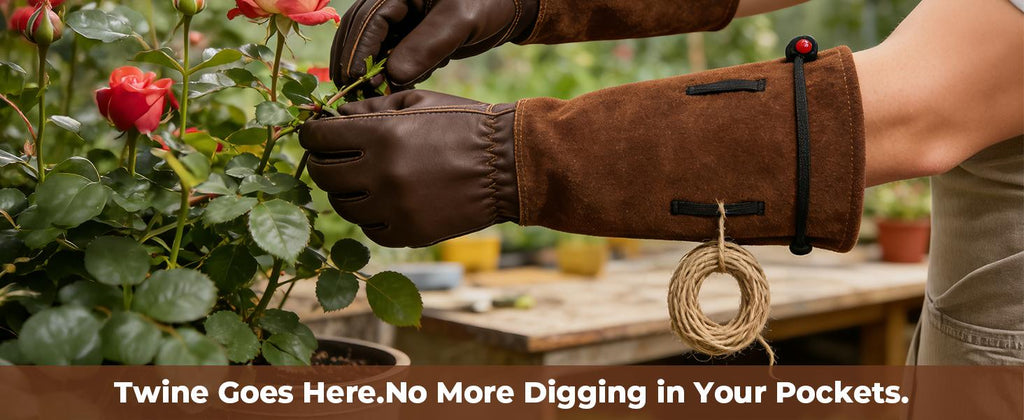 Leather Gardening Gloves – Long Cuff, Adjustable Strap, Sun & Dirt Protection