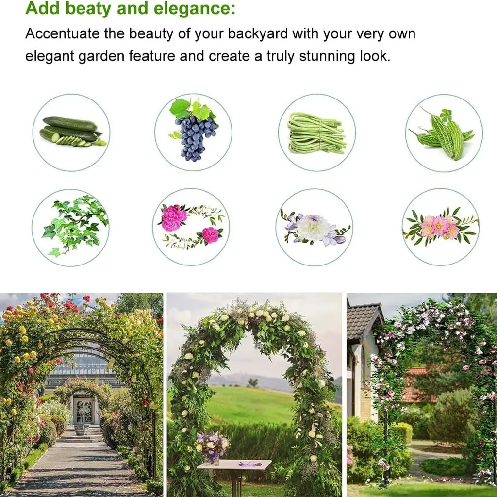 7.9ft Metal Pergola Arch – Freestyle Garden Trellis for Climbing Plants, Wedding & Outdoor Decor