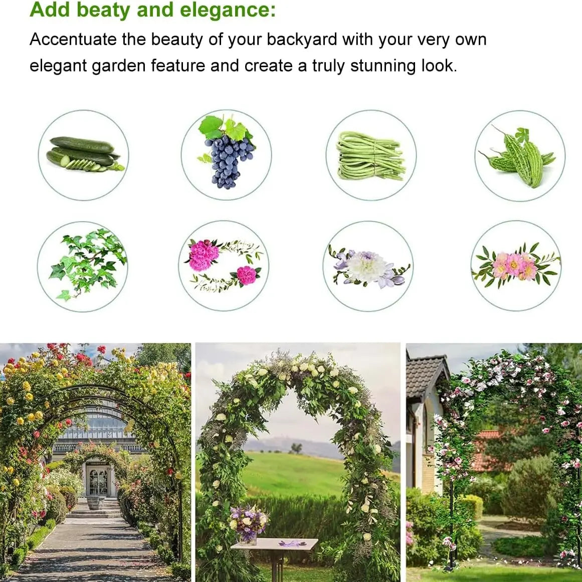 7.9ft Metal Pergola Arch – Freestyle Garden Trellis for Climbing Plants, Wedding & Outdoor Decor